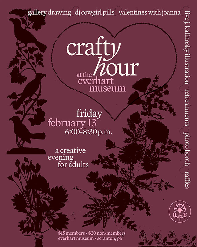 Promotional flier for the Getting Crafty even at the Everhart Museum in Scrantopn, PA.