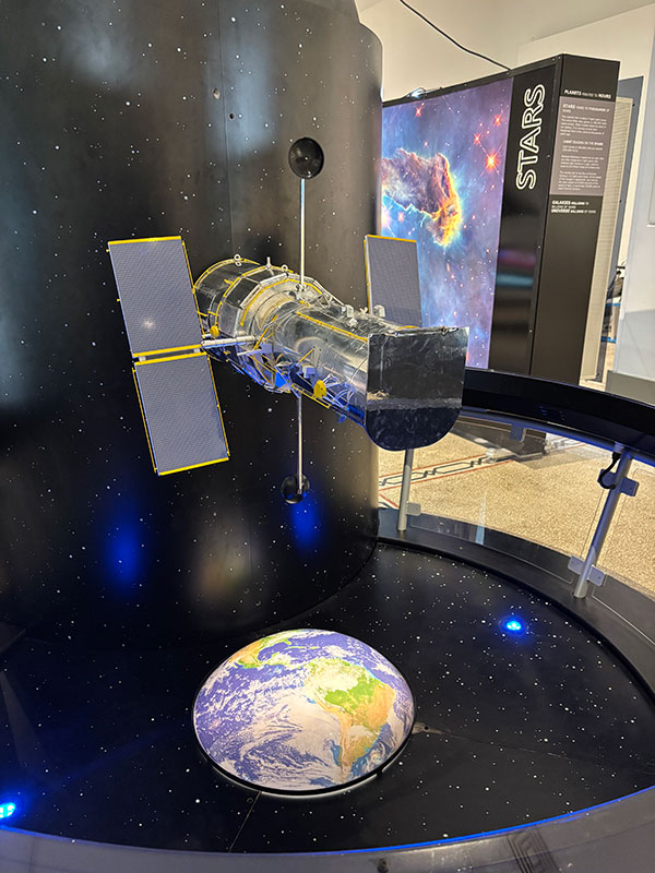 A model of the Hubble Space telescope at the Everhart Museum in Scranton.