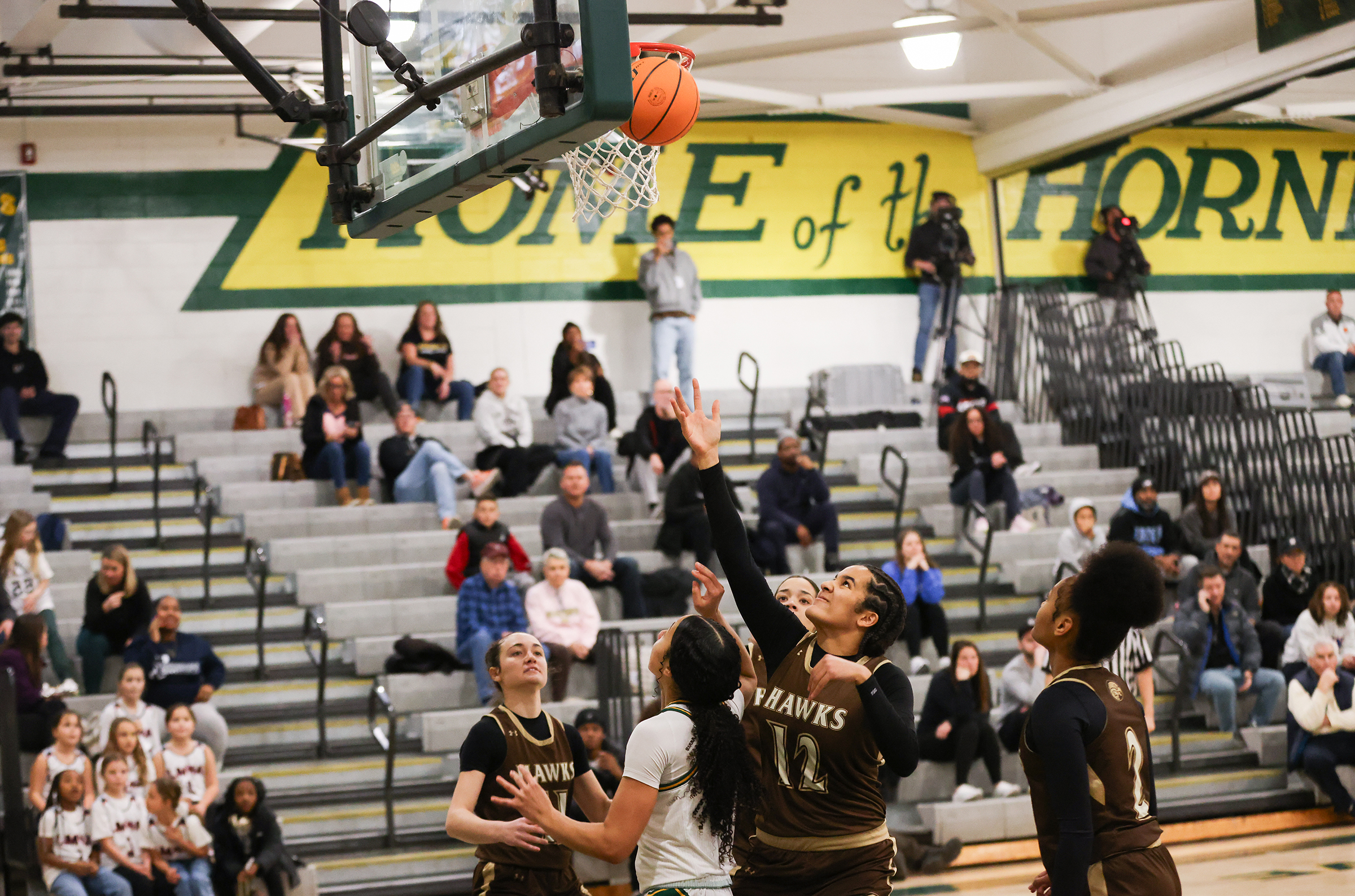 Bethlehem Catholic's Ayva Radande (12) tries to make a basket during a game against Emmaus on Jan. 12, 2026.