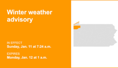 Winter weather advisory affecting Northern Erie and Crawford County until 1 a.m. Monday