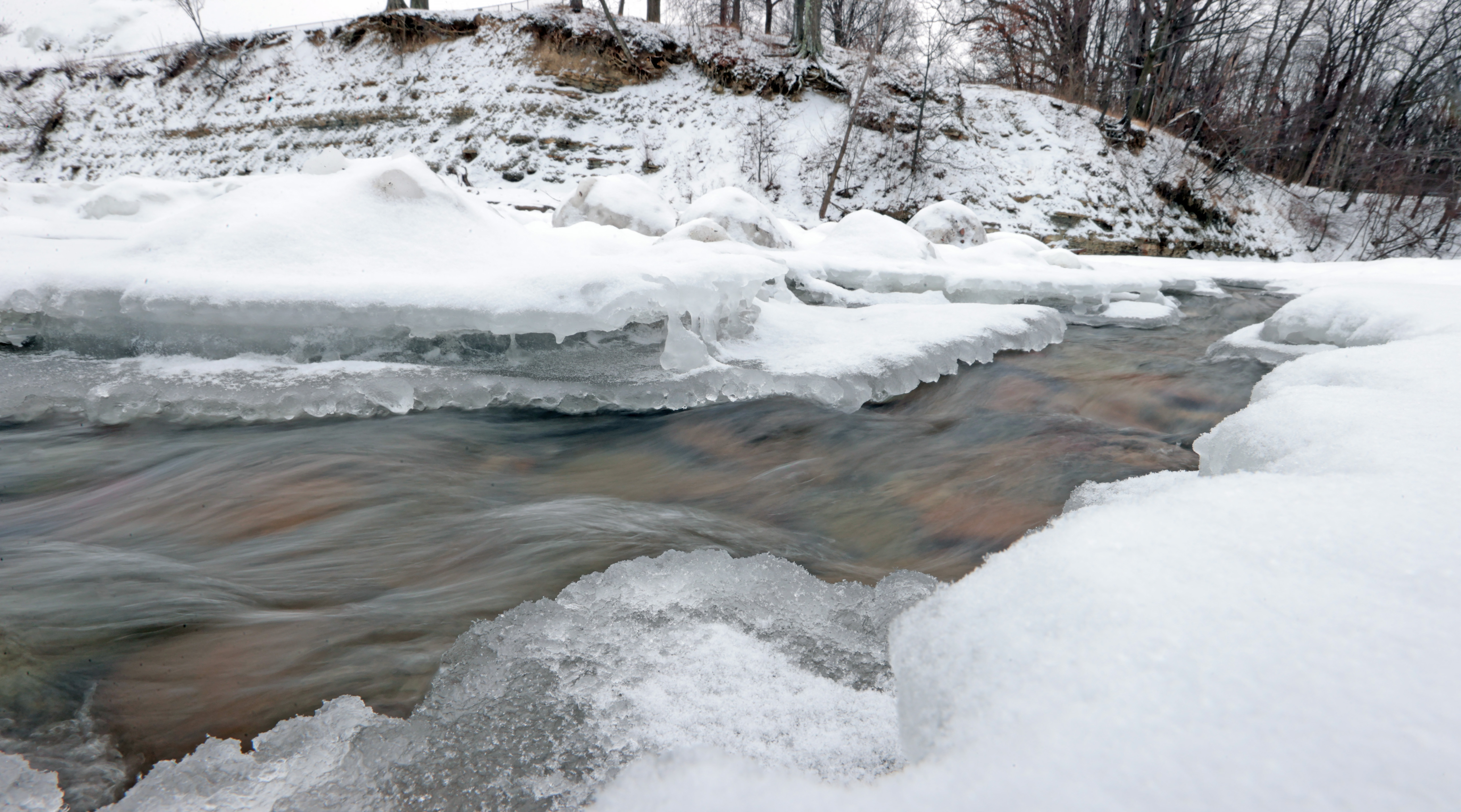 Winter ice formations along the shore of Lake Erie
