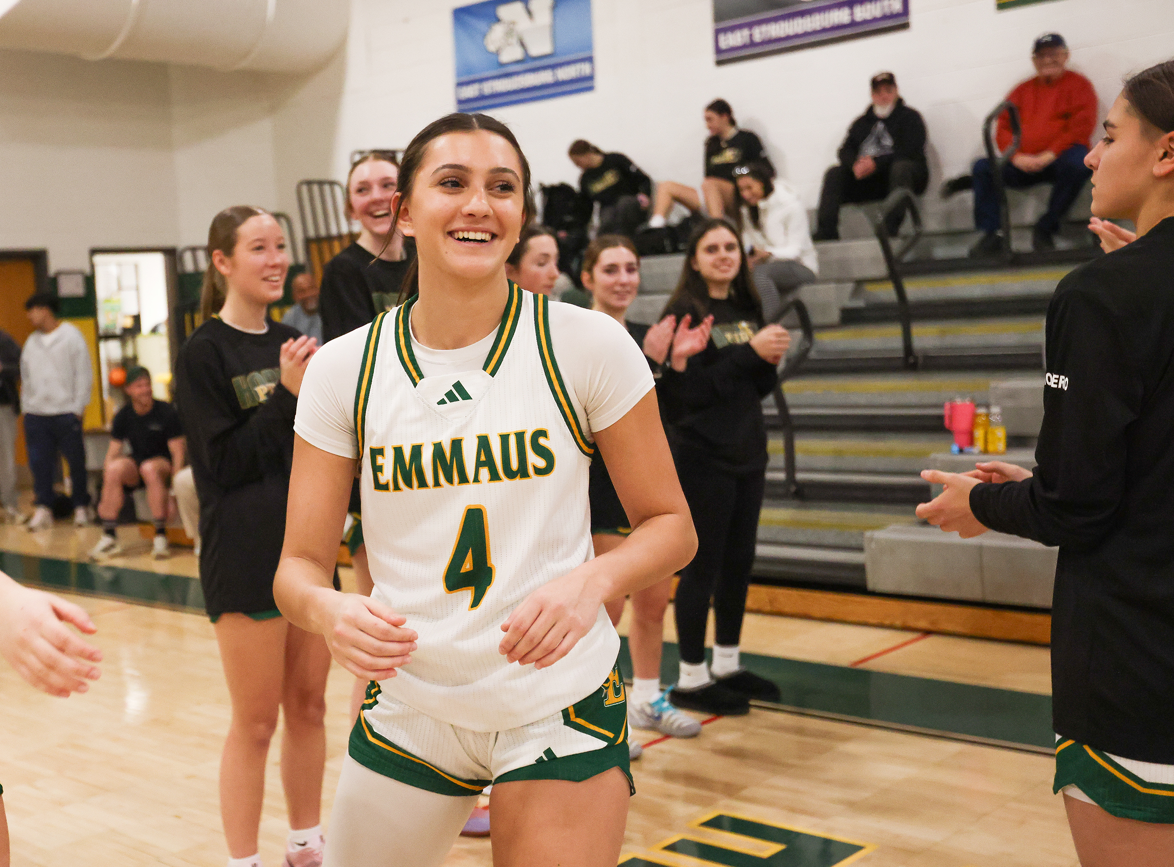 Emmaus player Gabby DeVita smiles before the start of the game at Emmaus against Bethlehem Catholic on Jan. 12, 2026.