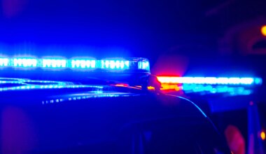 Blue and red police lights