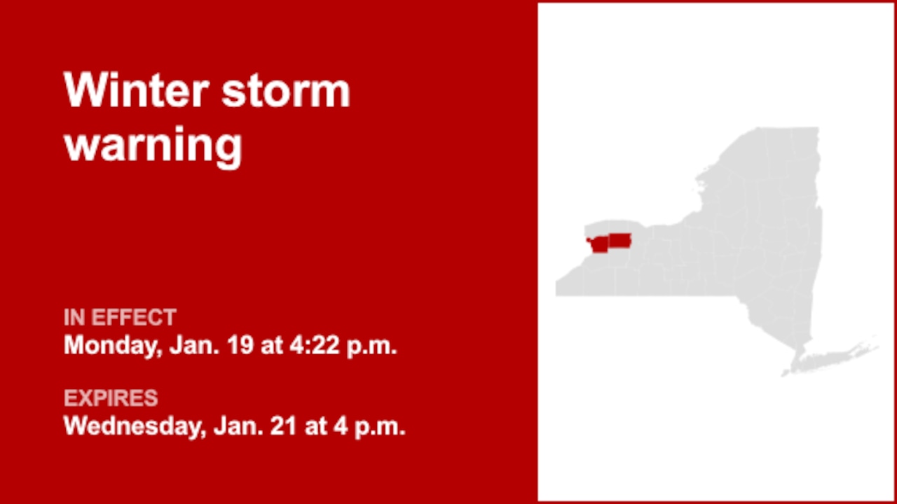 NY weather: Winter storm warning in place for Erie and Genesee counties until early Wednesday evening