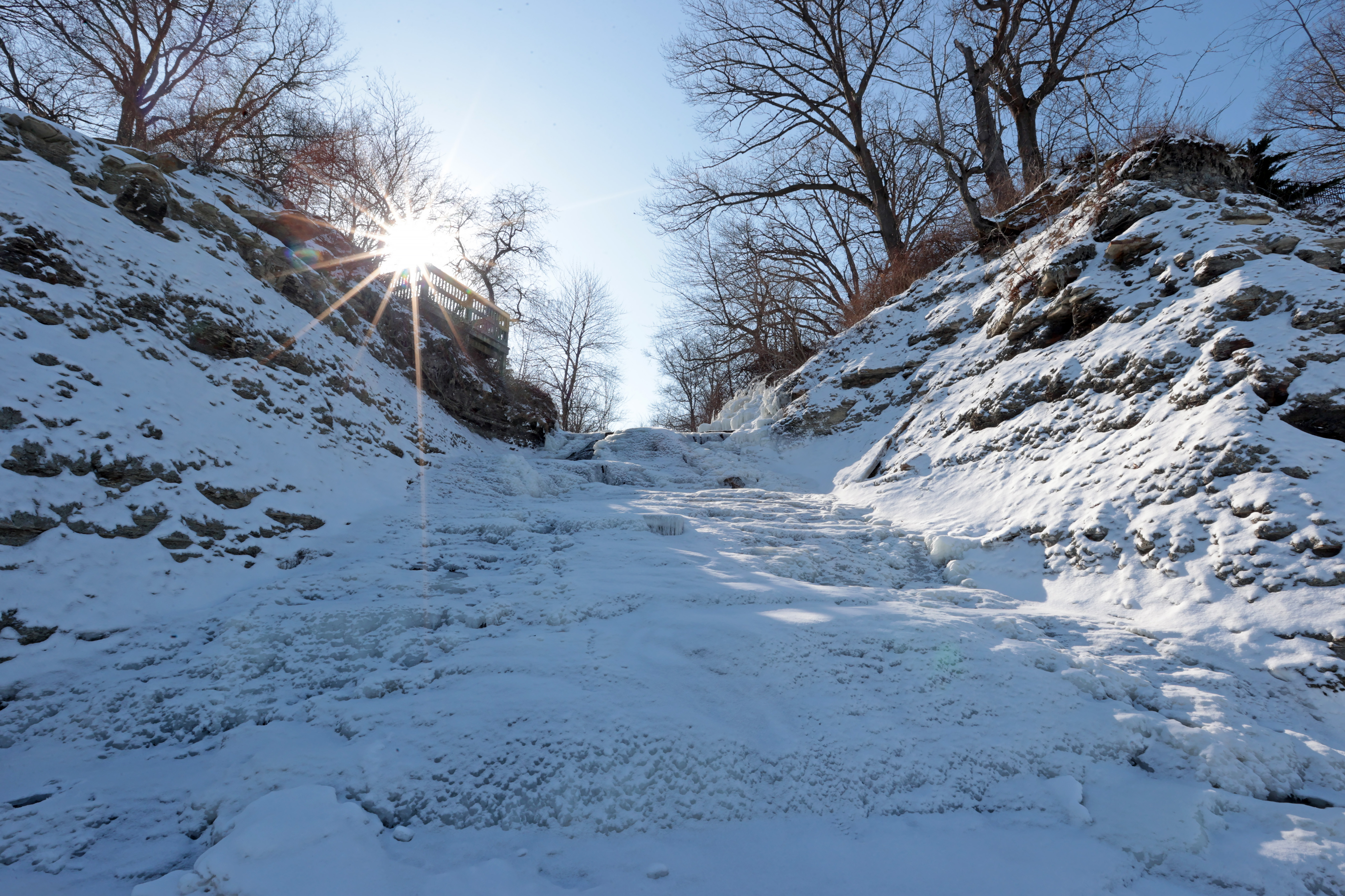 Winter ice formations along the shore of Lake Erie