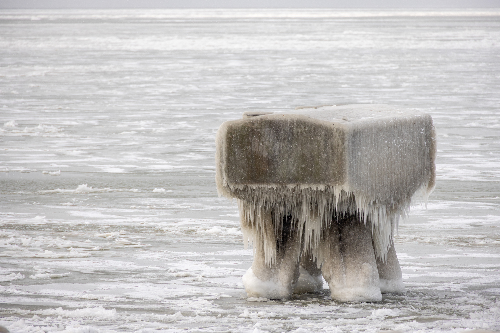 beautiful ice sculptures along the lake erie shoreline