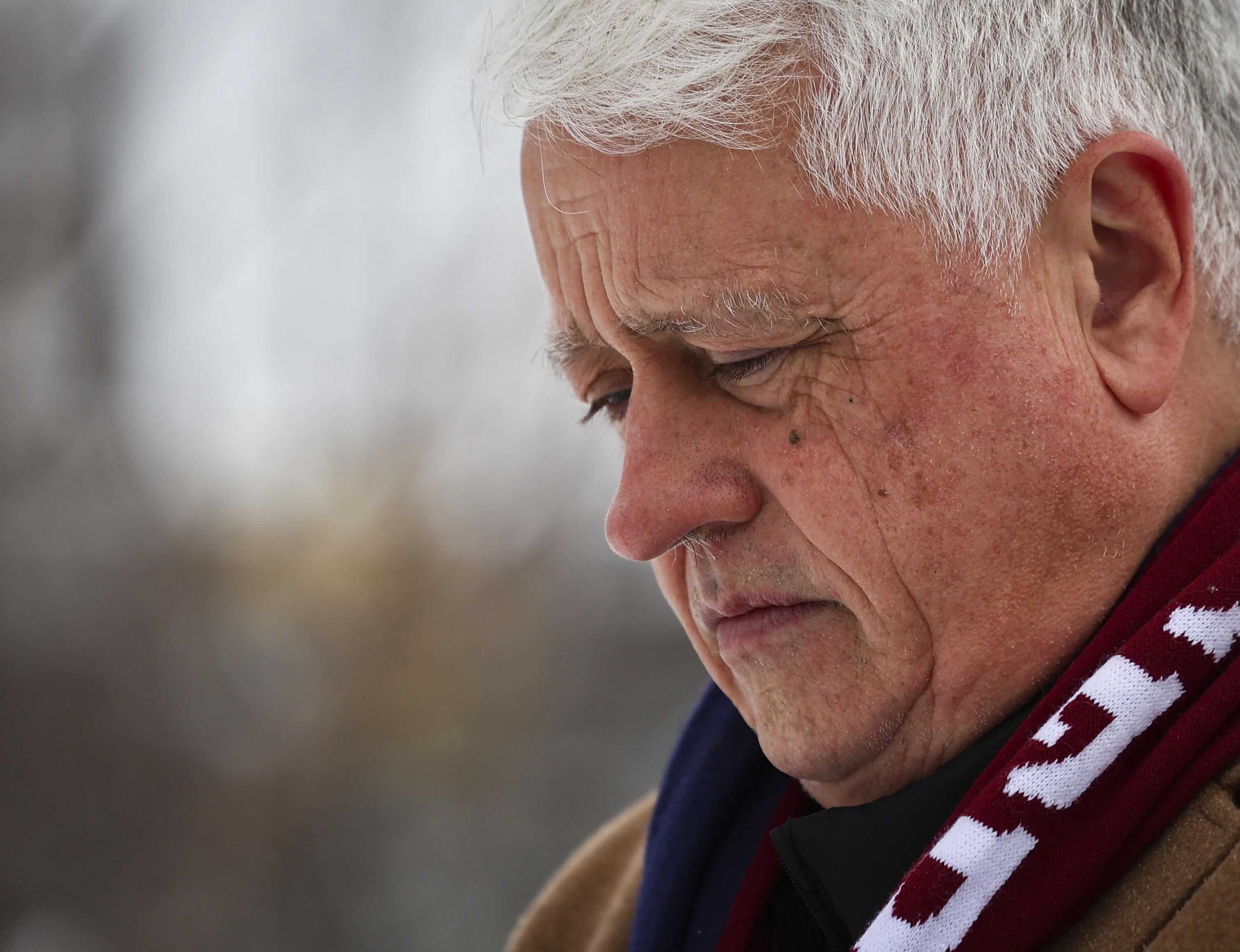 State Rep. Steve Samuelson bow his head in a moment of silence at Martin Luther King Park, following the Civil Rights Movement March honoring Dr. Martin Luther King Jr. on Monday, Jan. 19, 2025, through Southside Bethlehem. 