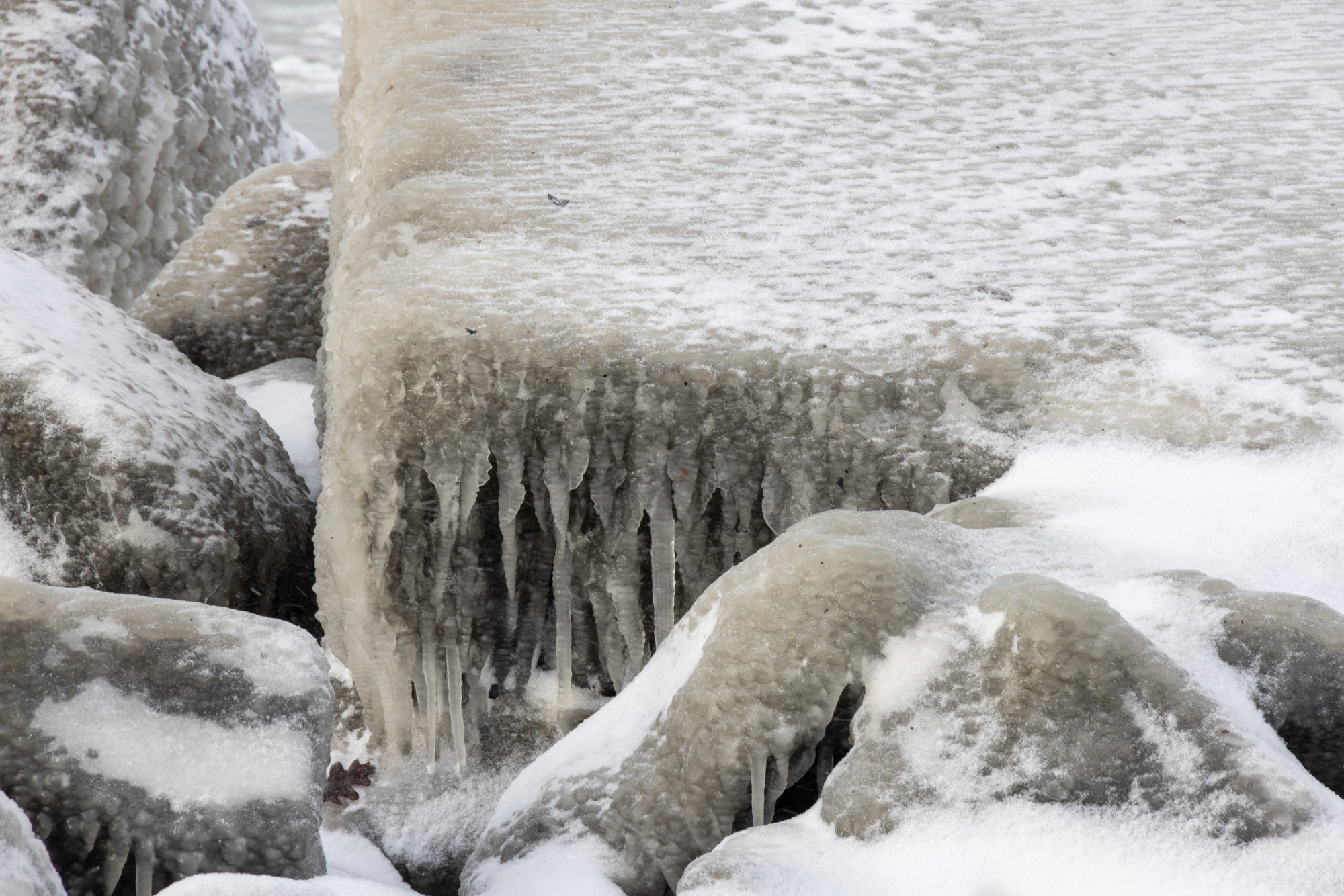 beautiful ice sculptures along the lake erie shoreline