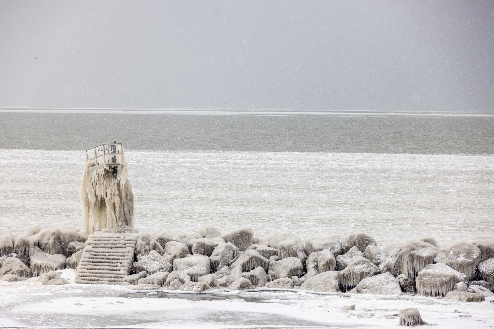beautiful ice sculptures along the lake erie shoreline