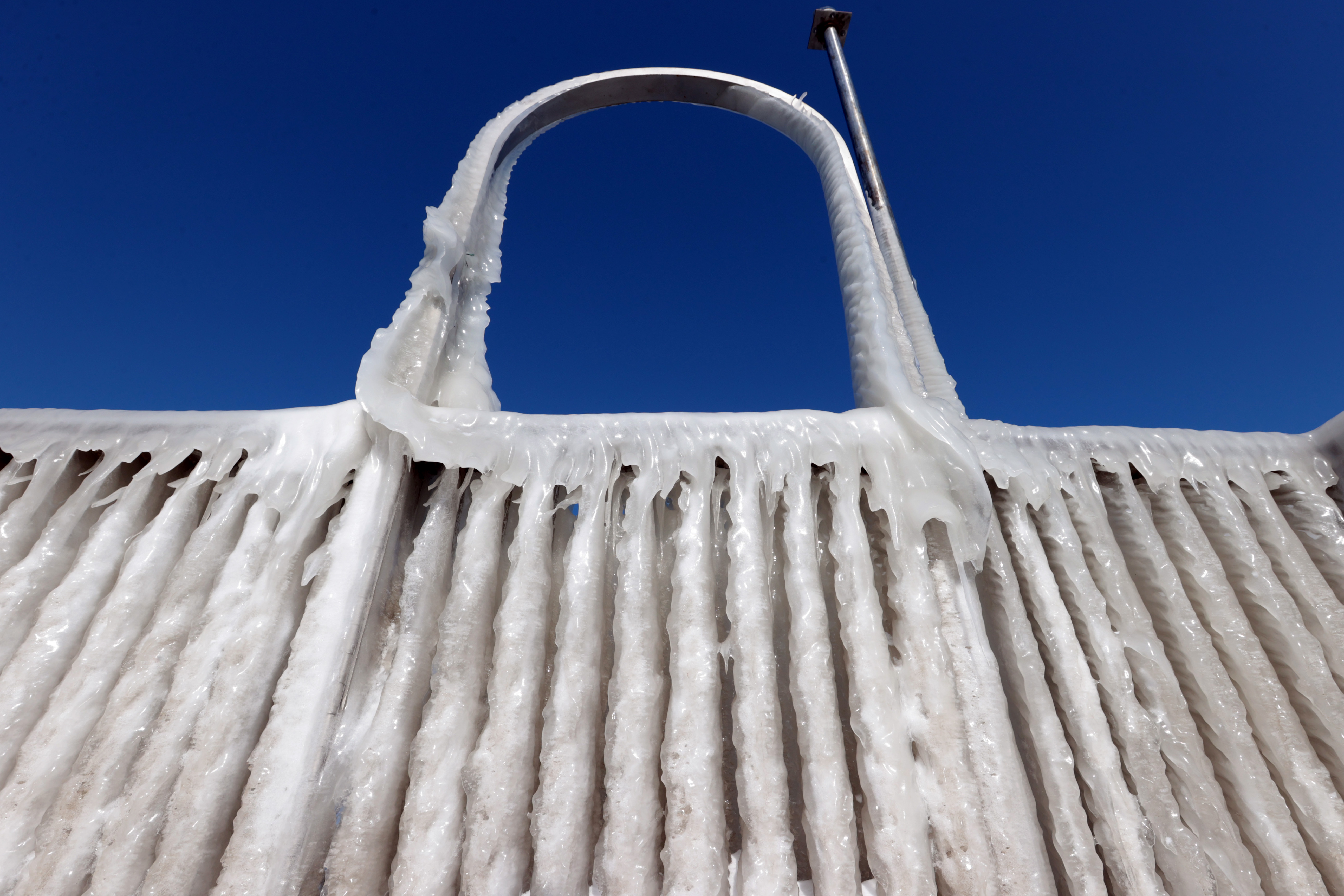 Winter ice formations along the shore of Lake Erie