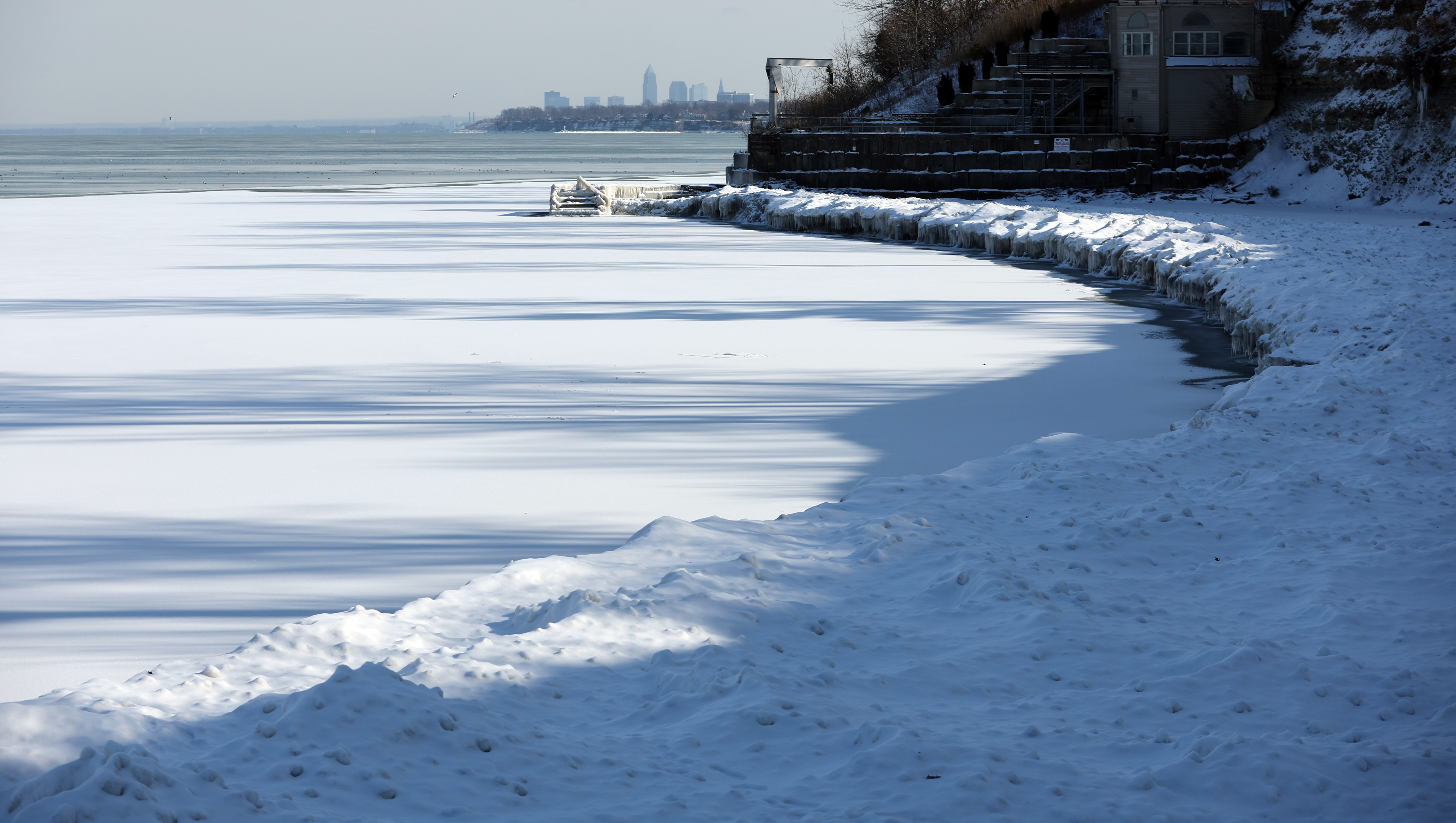 Winter ice formations along the shore of Lake Erie