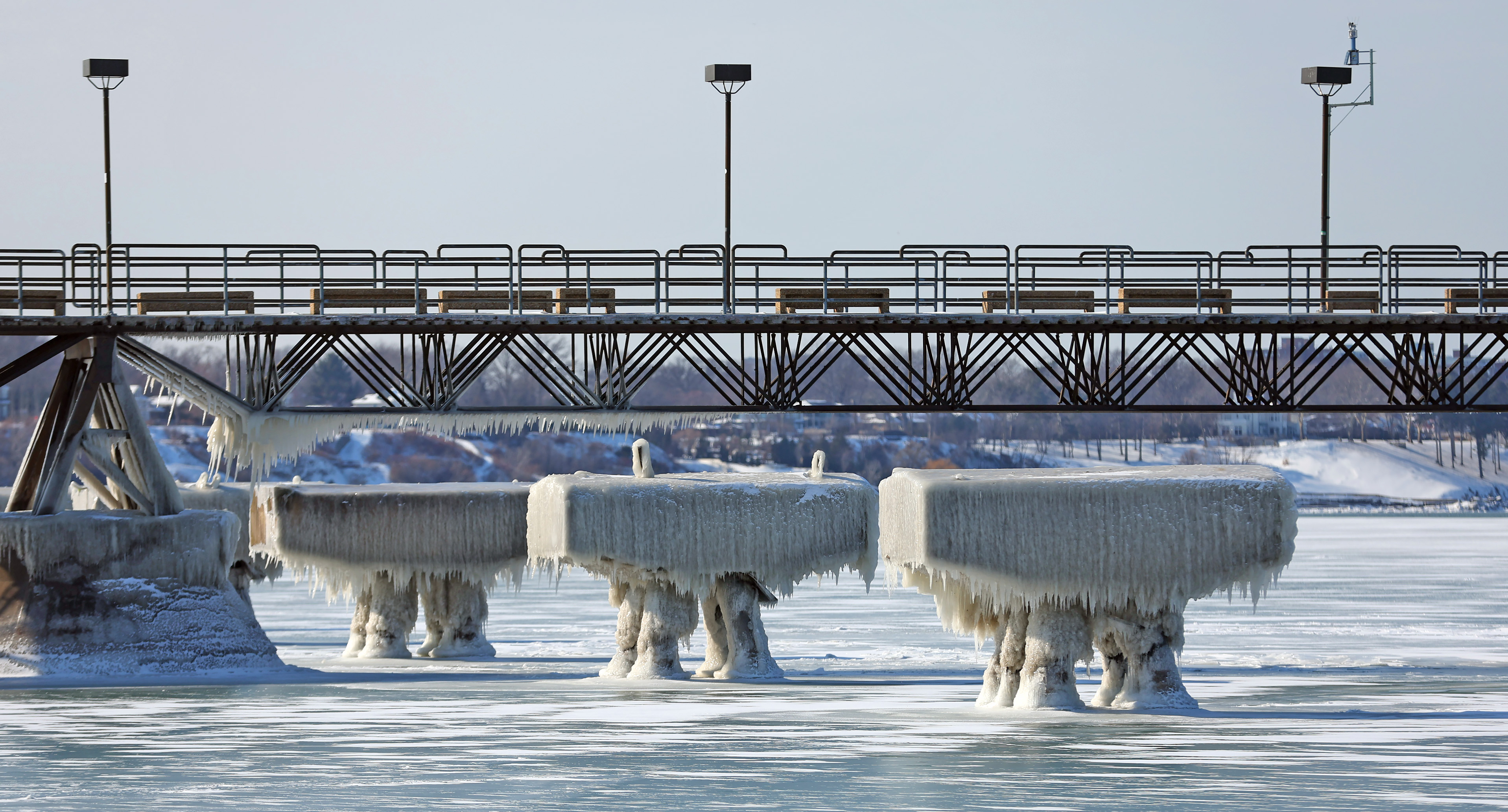 Winter ice formations along the shore of Lake Erie