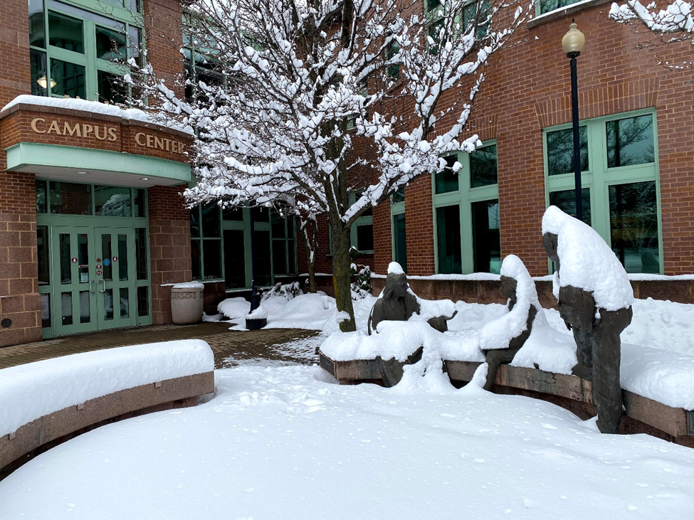 Piles of snow on Gannon University Erie Campus. (Photo/Gannon University)