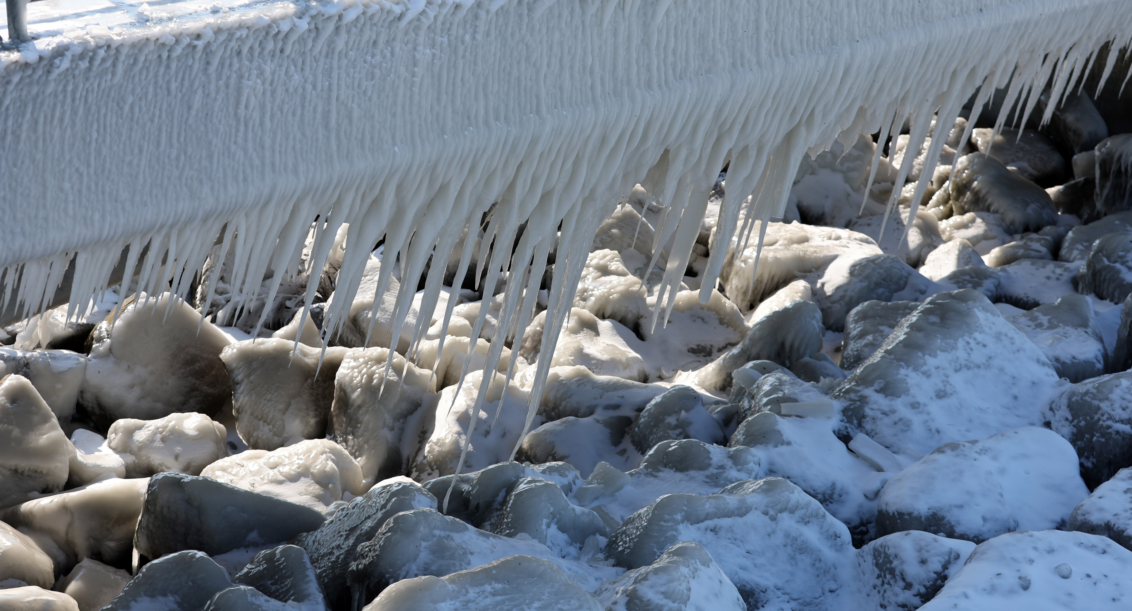 Winter ice formations along the shore of Lake Erie