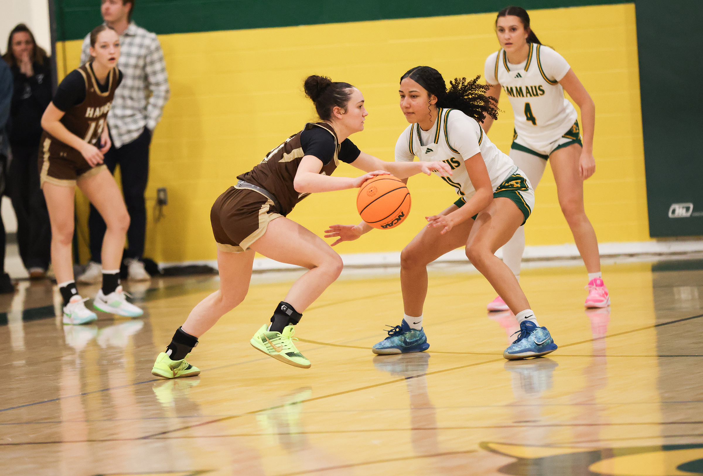 Bethlehem Catholic's Leah Ault (11) dribbles the ball during a game at Emmaus on Jan. 12, 2026.