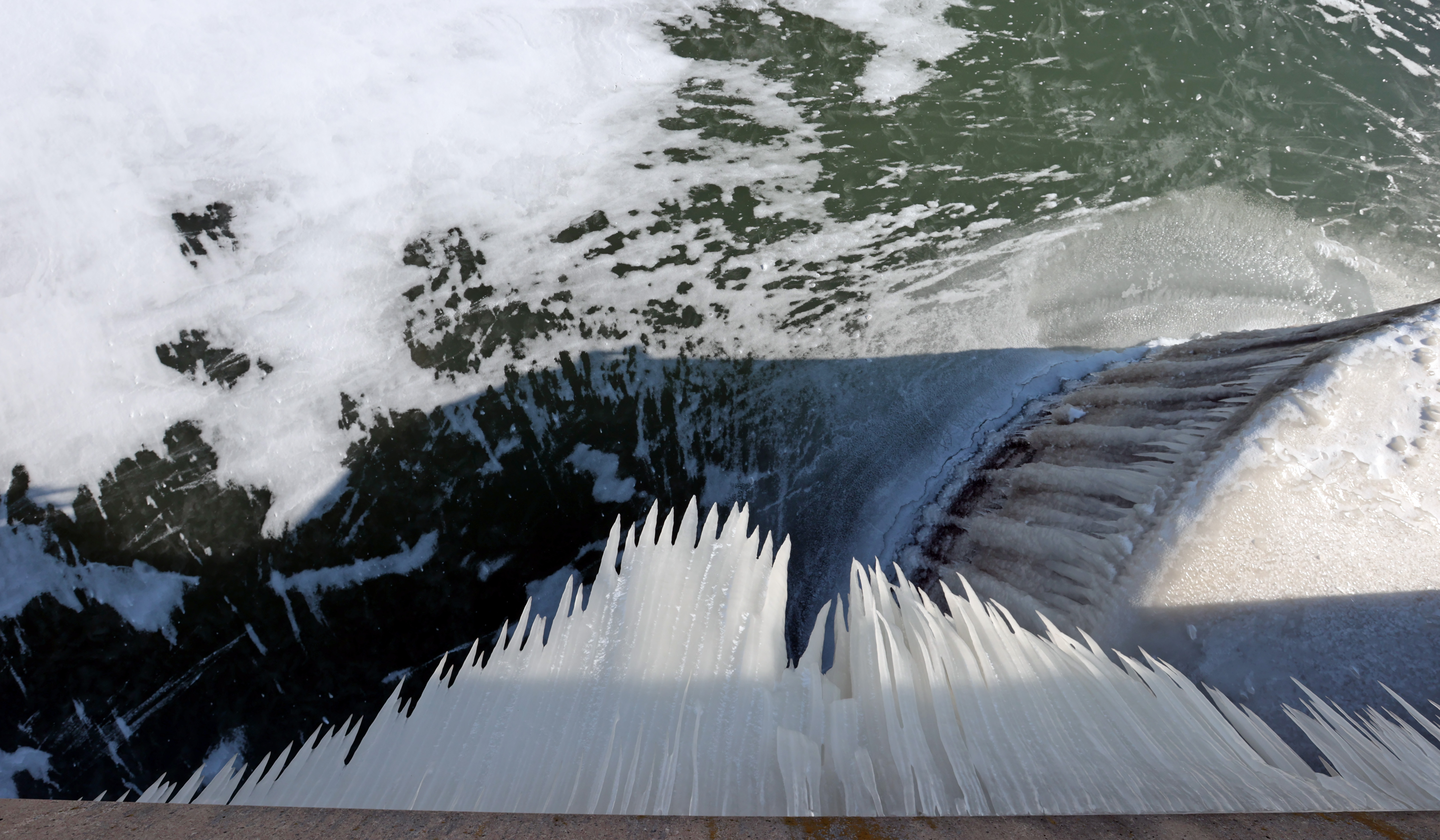 Winter ice formations along the shore of Lake Erie