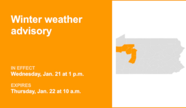 Winter weather advisory affecting part of Pennsylvania Wednesday and Thursday