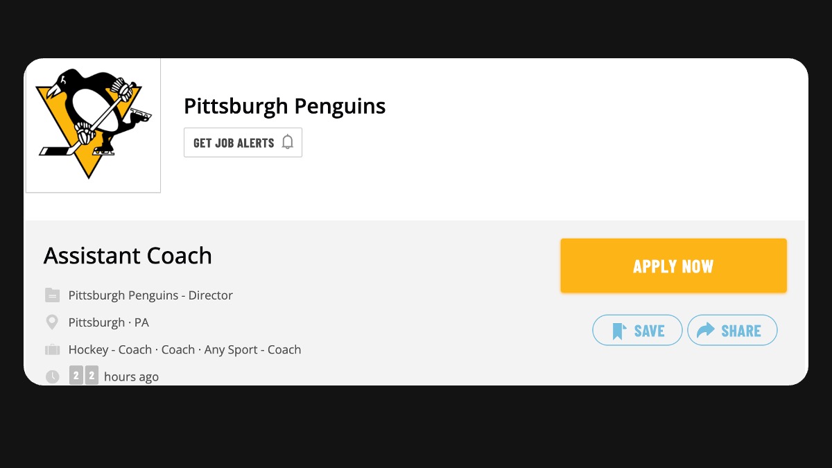 Penguins Post Help Wanted Ad for Assistant Coach--Here's Why