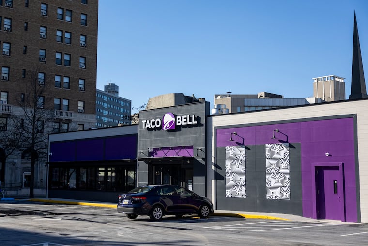 The outside of University City's new Taco Bell at 3901 Chestnut Street in Dec. 2025, replacing a Boston Market.
