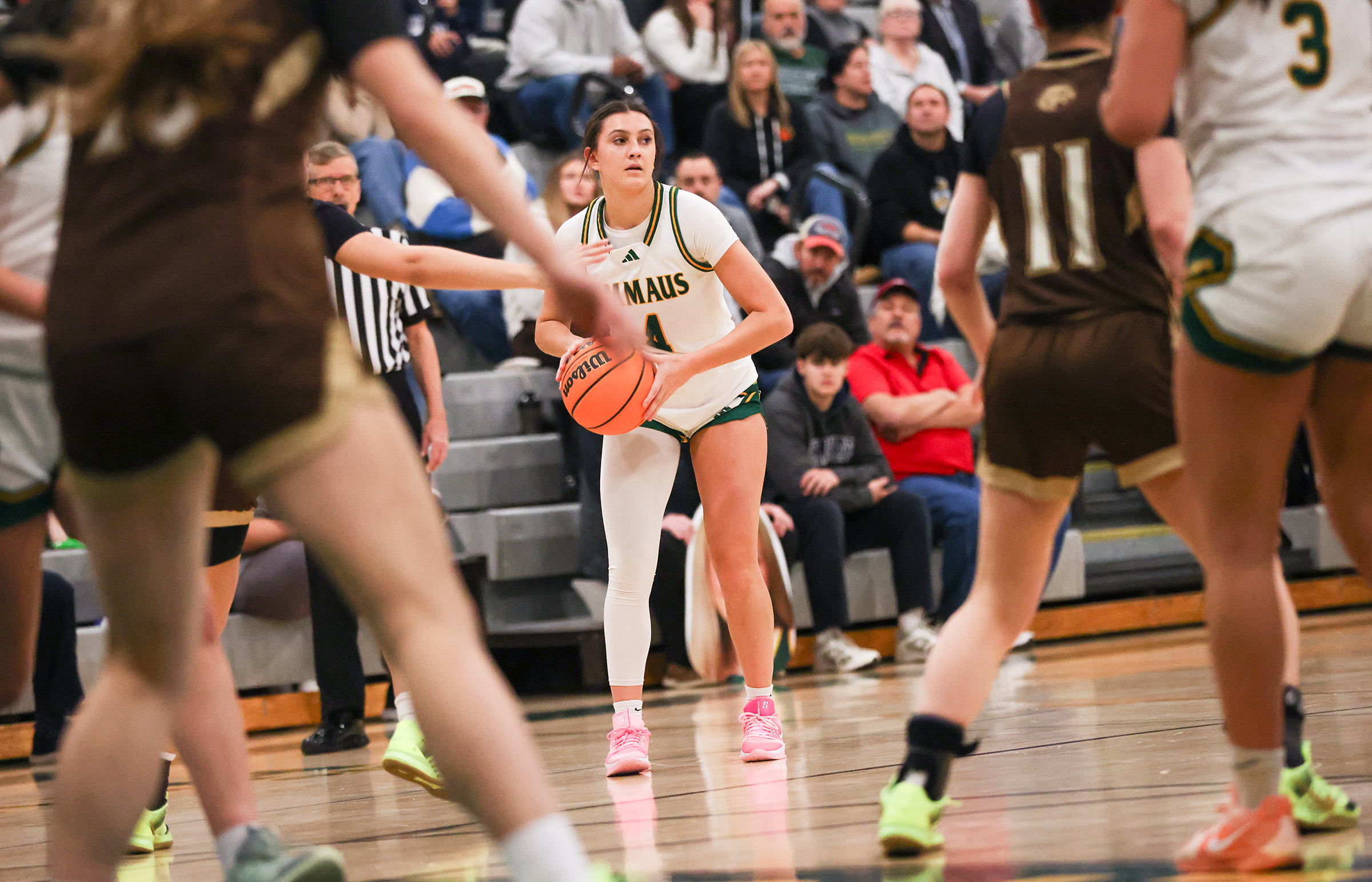 Emmaus player Gabby DeVita (4) looks to pass the ball during a game against Bethlehem Catholic on Jan. 12, 2026