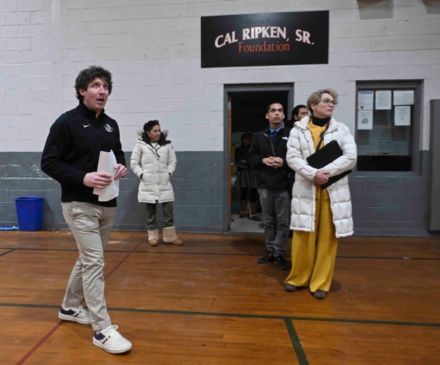 Olivet COO Nick Philippides shows U.S. Rep. Chrissy Houlahan the gym during a tour of the Olivet Boys and Girls Club at 724 Mulberry St. on Thursday, Jan. 29, 2026. (BILL UHRICH/READING EAGLE)