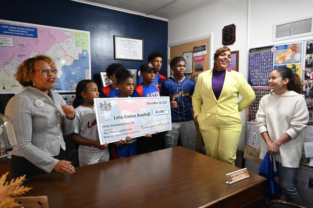 Reading lawmaker presents $60,000 check to Latin Fusion Baseball