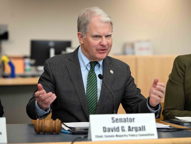 State Sen. David G. Argall, chairman of the Senate Majority Policy Committee, says during a public hearing on improving reading outcomes at the Daniel Boone Middle School in Amity Township on Monday, Jan. 12, 2026, that a student's inability to read impacts the rest of their life. (BILL UHRICH/READING EAGLE)