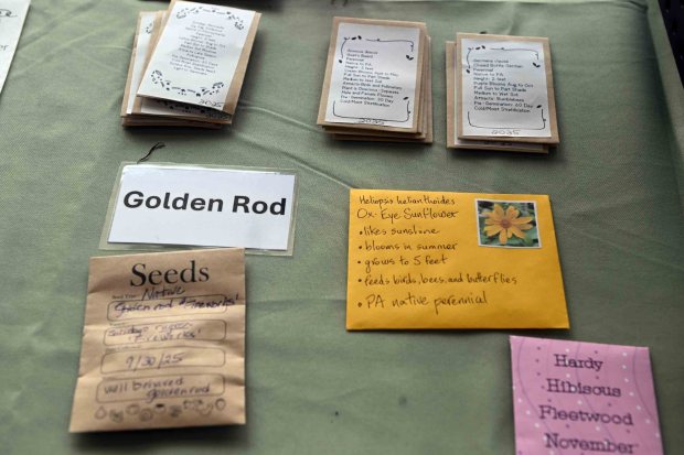 Seeds are displayed during the second annual Seed Swap sponsored by the Berks County Master Gardeners at Berks Nature on Saturday, Jan. 31, 2026. (BILL UHRICH/READING EAGLE)
