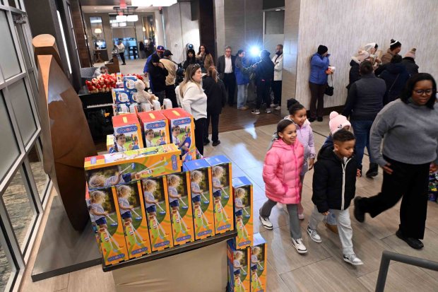 Children could pick out a toy during the Three Kings Day celebration at the DoubleTree by Hilton hotel, 701 Penn St., on Tuesday, Jan. 6, 2026. (BILL UHRICH/READING EAGLE)