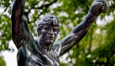 The original Rocky movie prop statue currently stands at street level just north of the steps at the Art Museum where it has been since 2006. Creative Philadelphia now will move forward with its plan to return it to the top of the Art Museum steps.