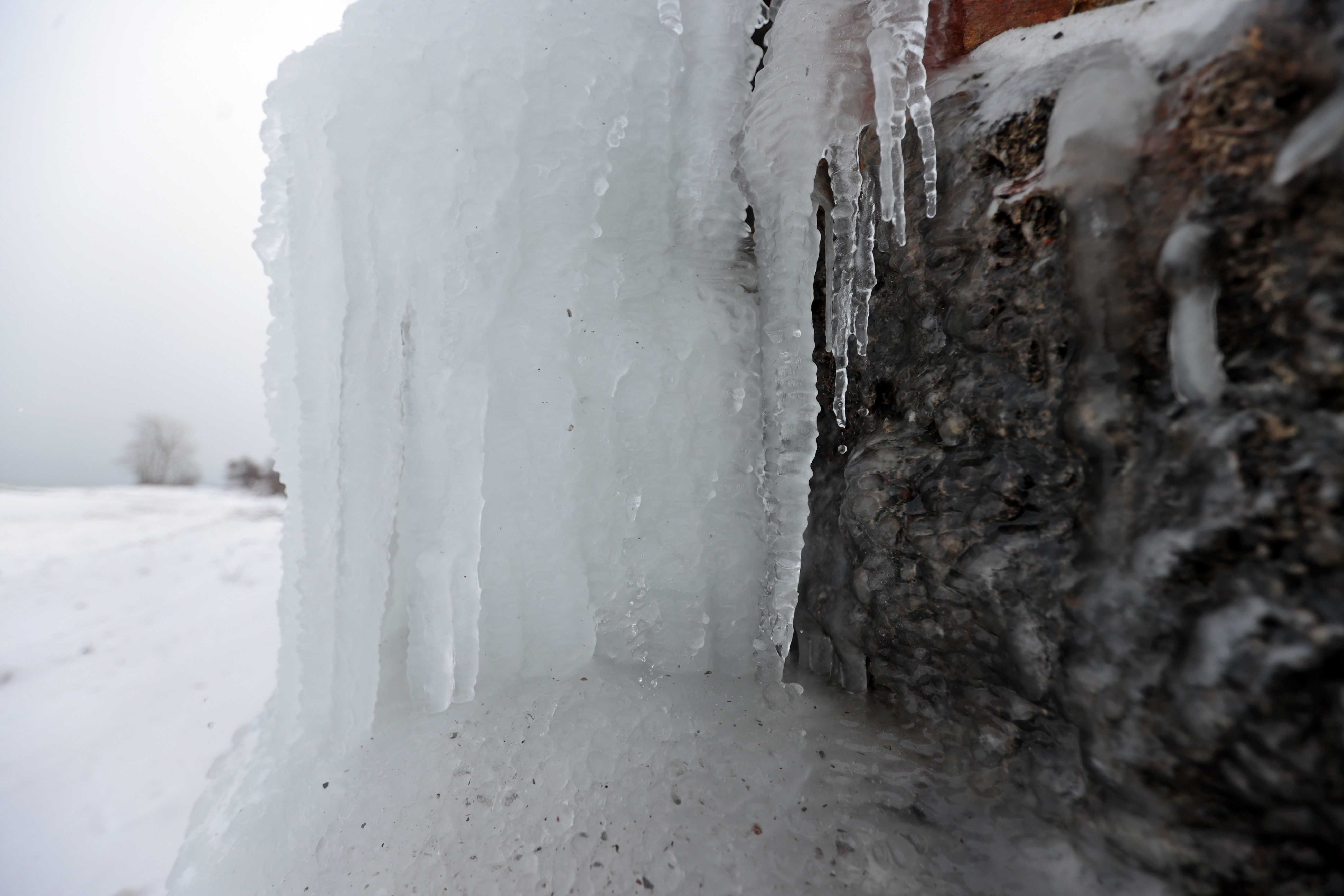 Winter ice formations along the shore of Lake Erie