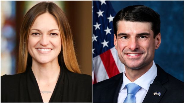 Scranton Mayor Paige Gebhardt Cognetti and U.S. Rob Bresnahan, R-8, Dallas. (TIMES-TRIBUNE FILE)