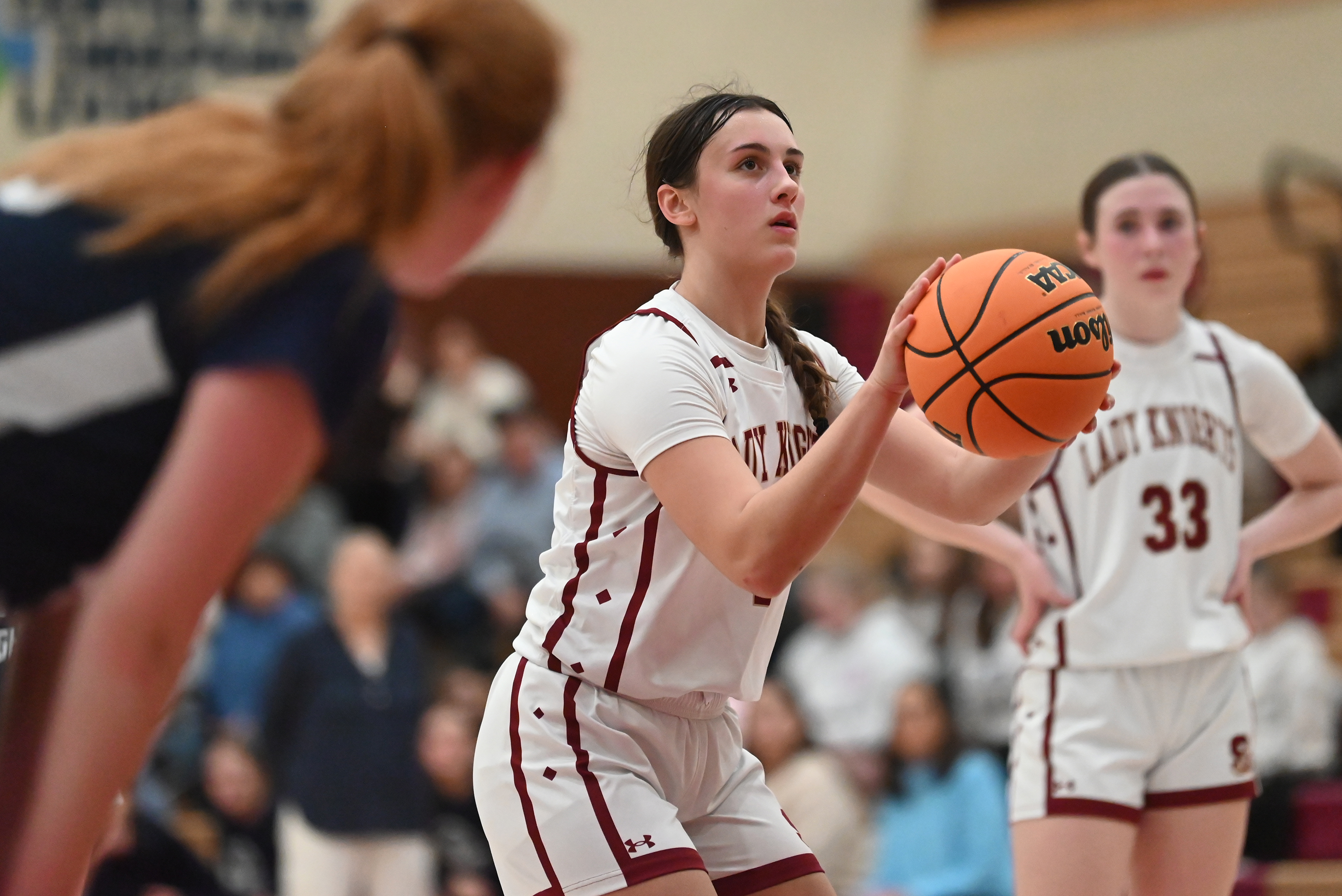 Scranton’s Chrissy Jacklinski takes a foul shot during the basketball...