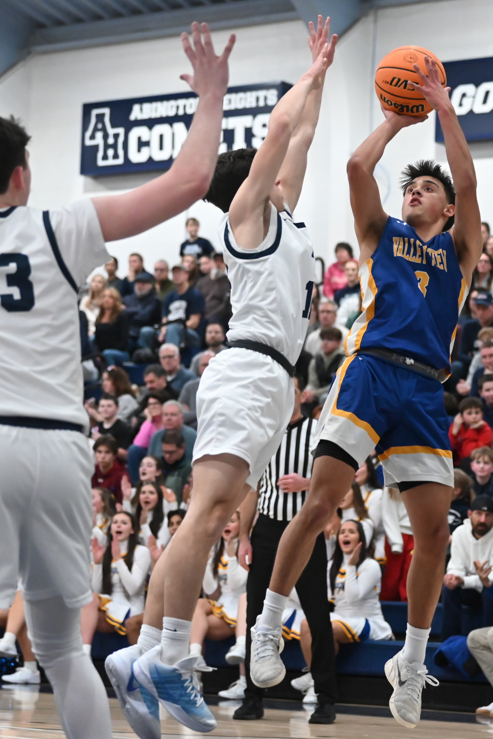 Valley View’s Michael Muto shoots during the basketball game at...