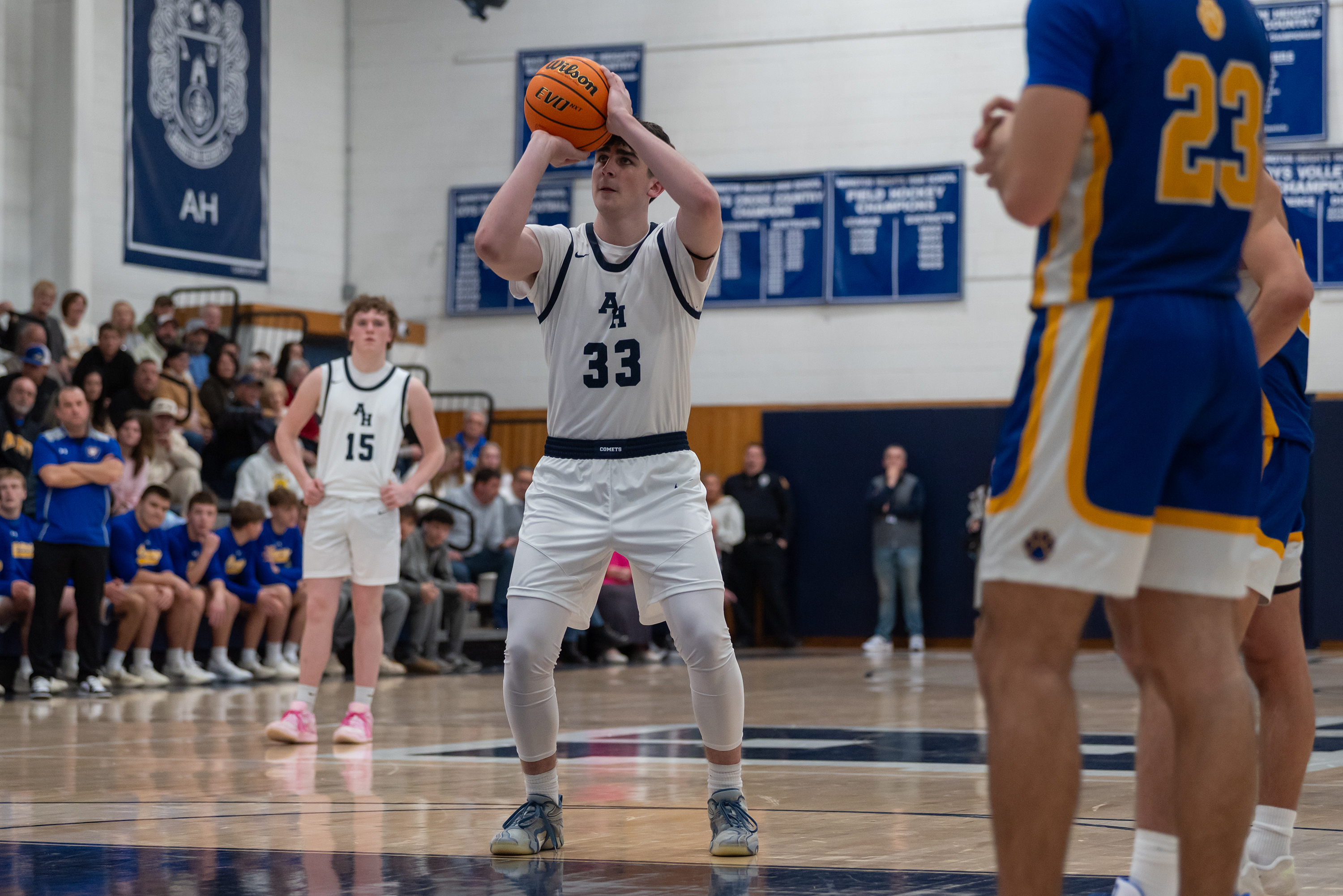 Abington Heights’ Jordan Shaffer makes a free throw during the...