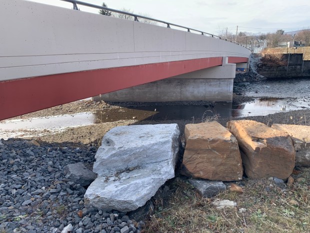 The Parker Street Bridge over the Lackawanna River in Scranton on Friday, Jan. 16, 2025. (JIM LOCKWOOD / STAFF PHOTO)