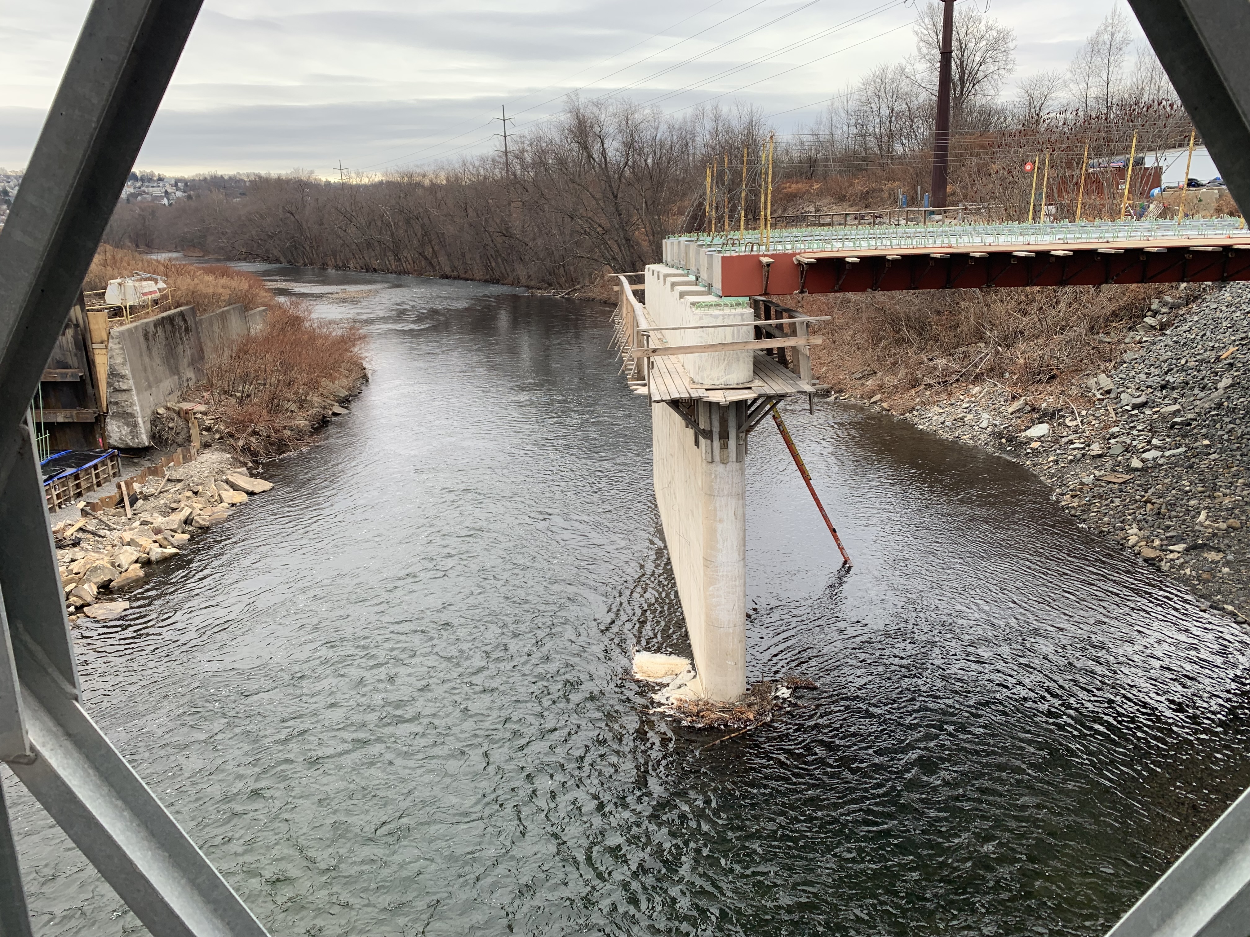A new Elm Street Bridge being constructed over the Lackawanna...