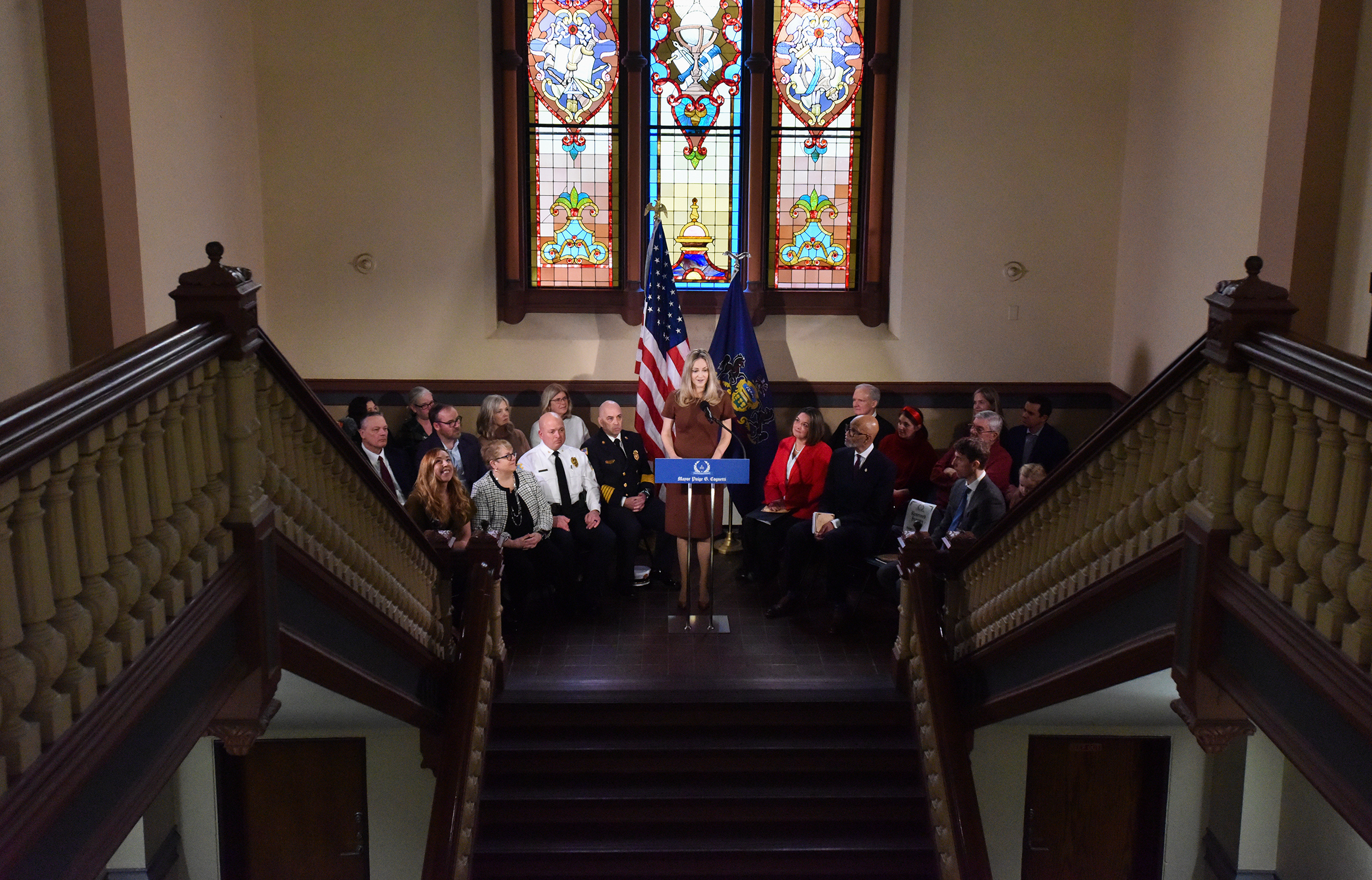 Scranton Mayor Paige Gehardt Cognetti speaks during her inaugaration ceremony...
