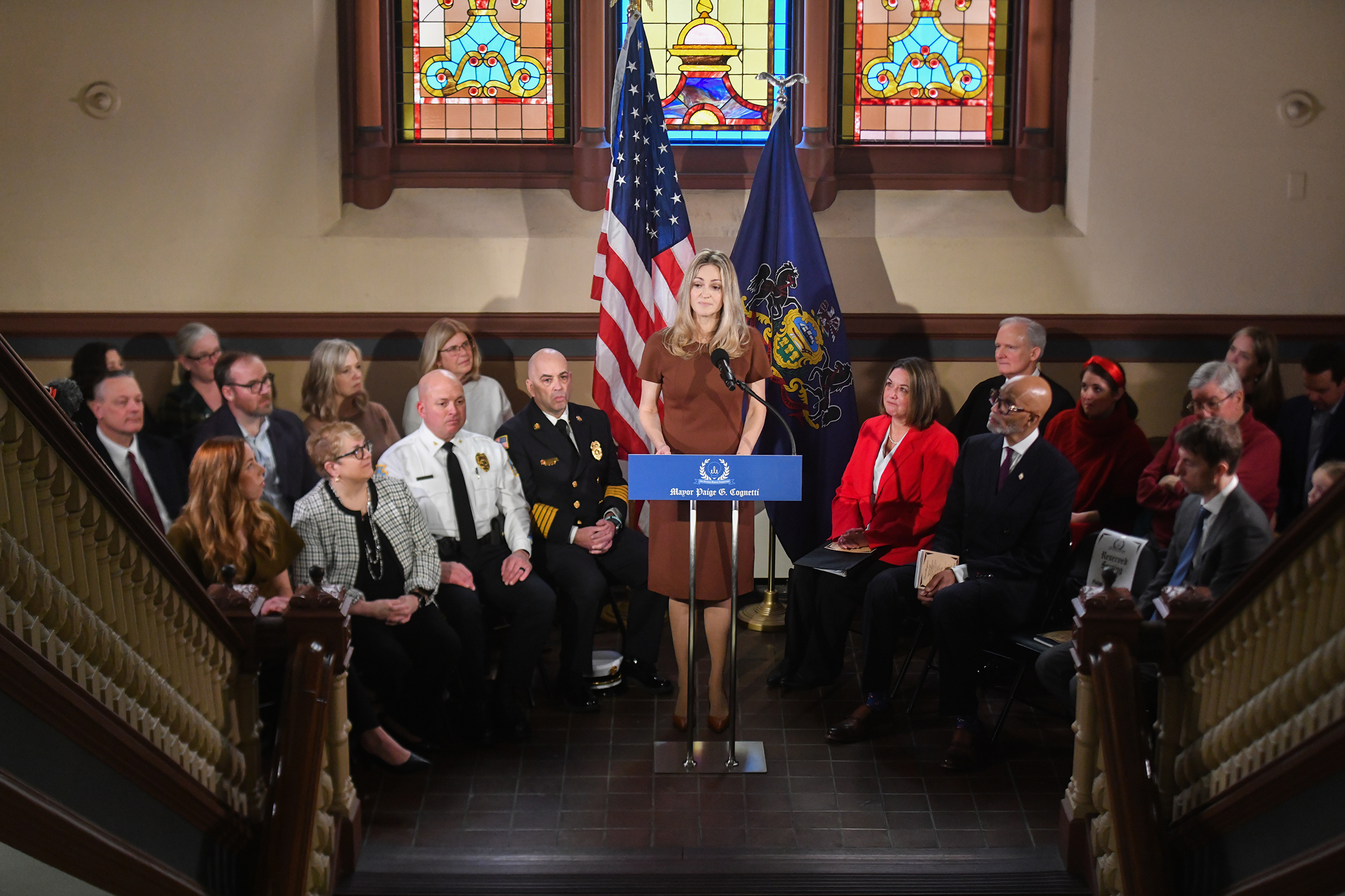 Scranton Mayor Paige Gehardt Cognetti speaks during her inaugaration ceremony...