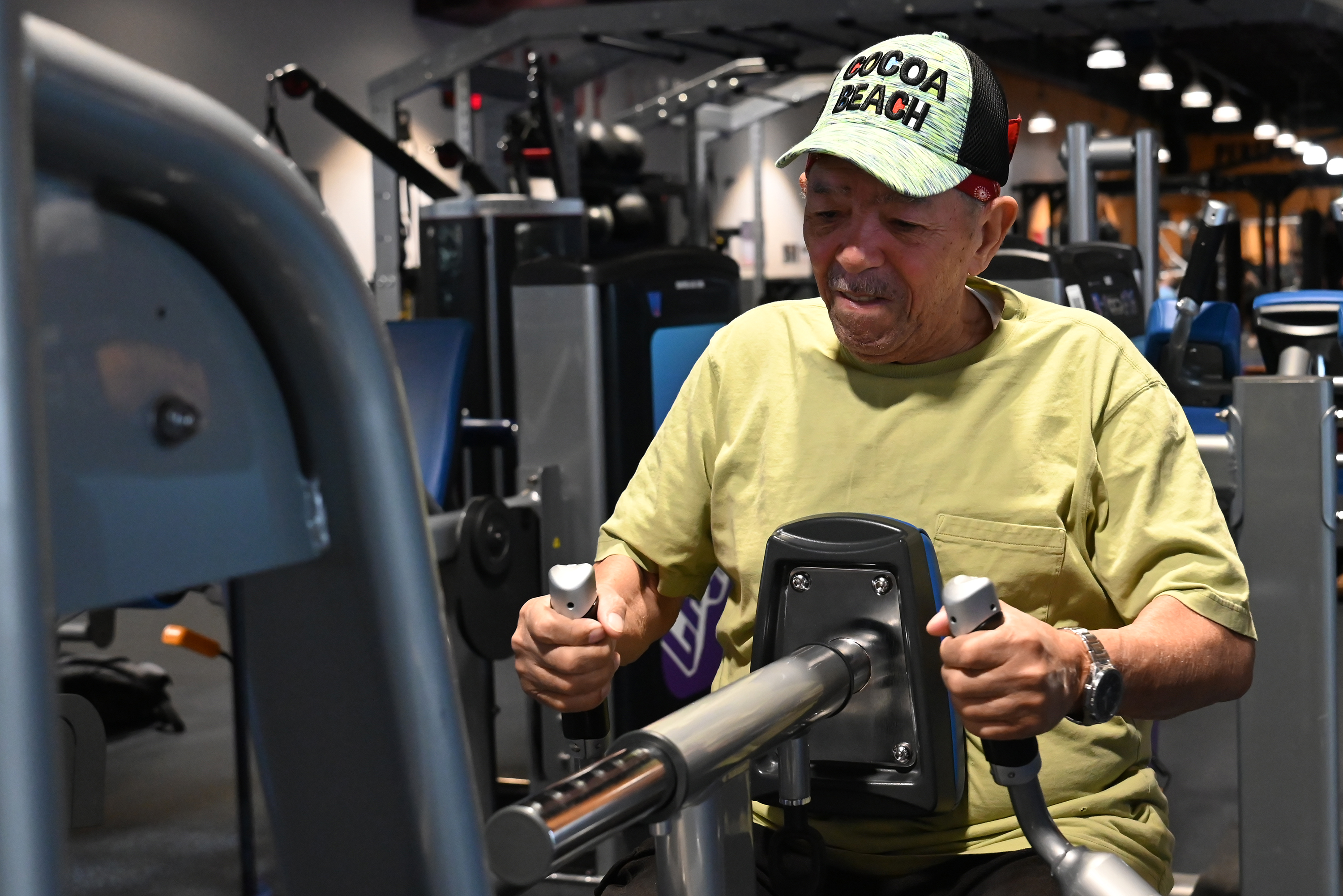 Ramon Hernandez works out at Crunch Fitness in the Marketplace...