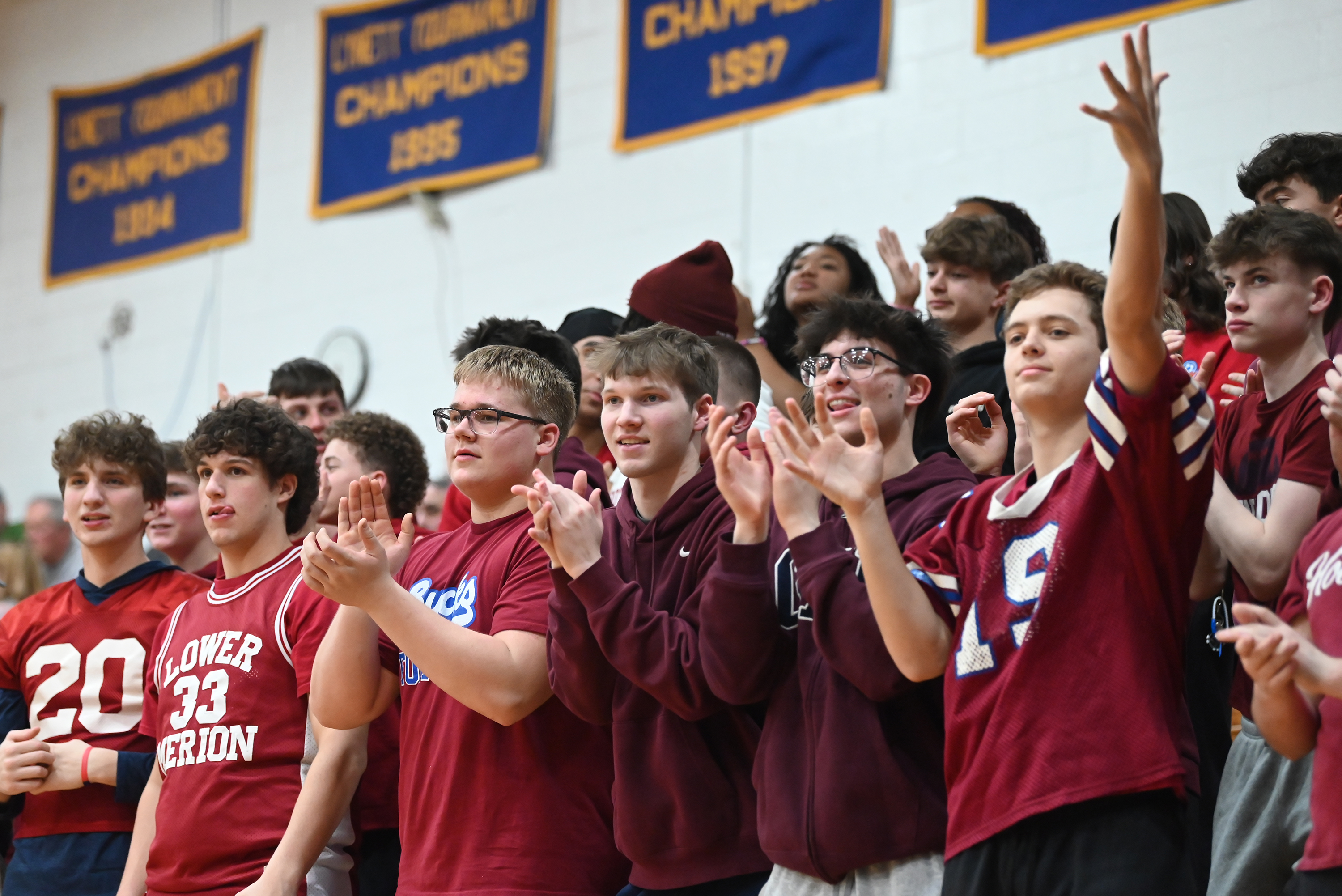 Dunmore’s student section cheers on their team during the basketball...