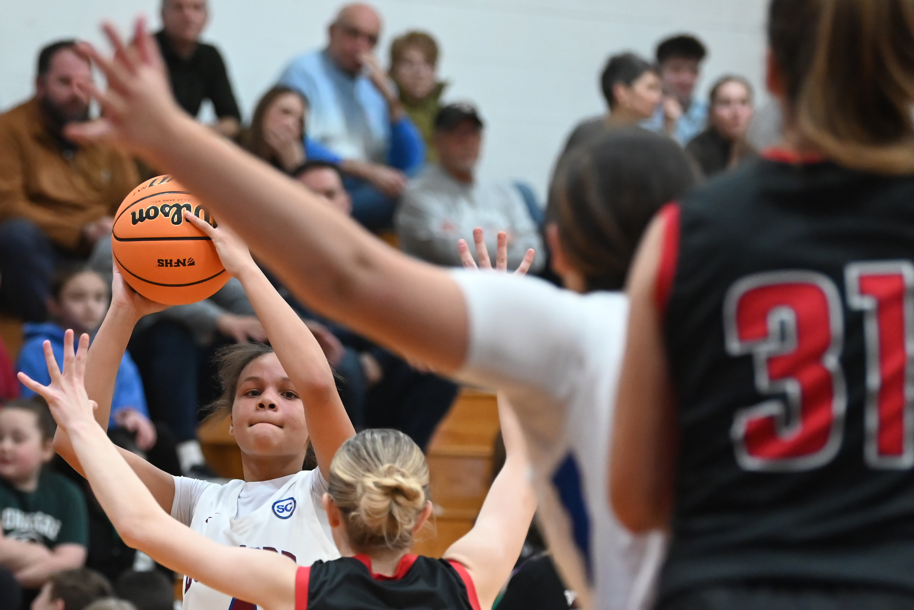 Dunmore’s Janessa Martin looks to pass to a teammate during...