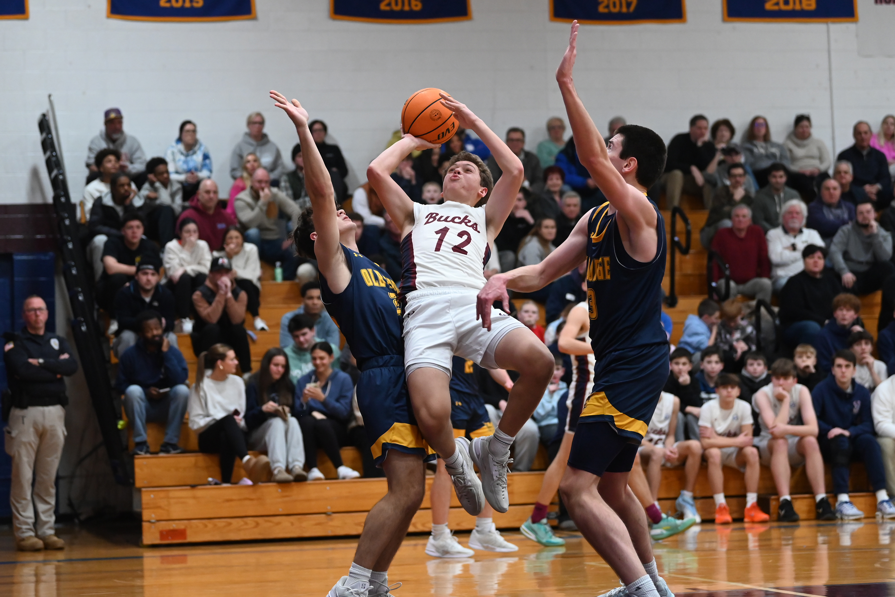 Dunmore’s Jimmy Clark takes a shot at the hoop during...