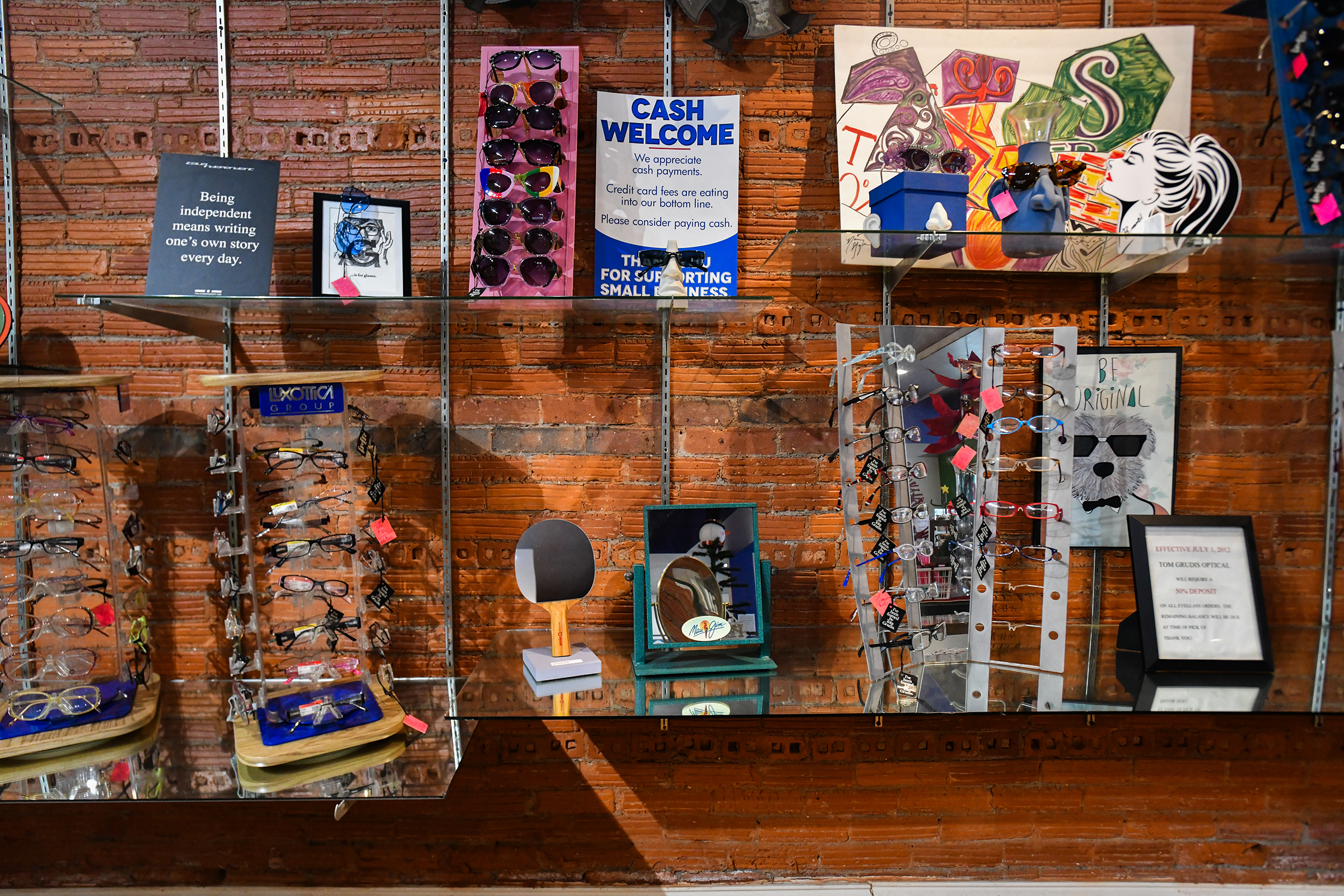 Eyeglasses are for sale at Tom Grudis Optical Center in...