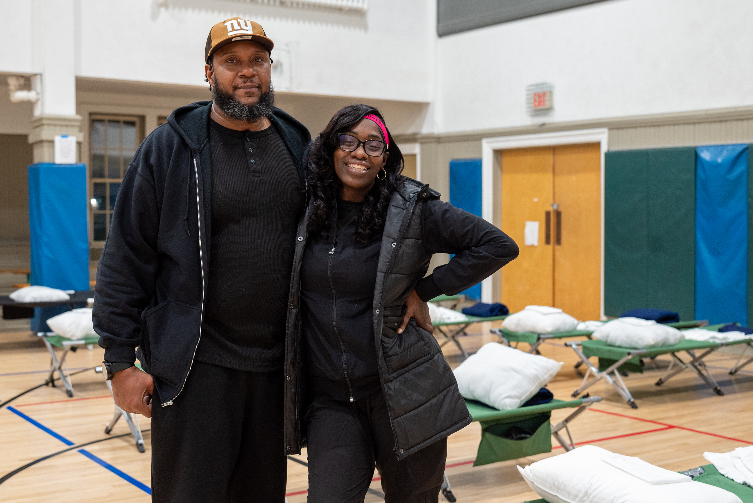 Staff members Raymond Moore and Caroline Merchant Weston Field House...