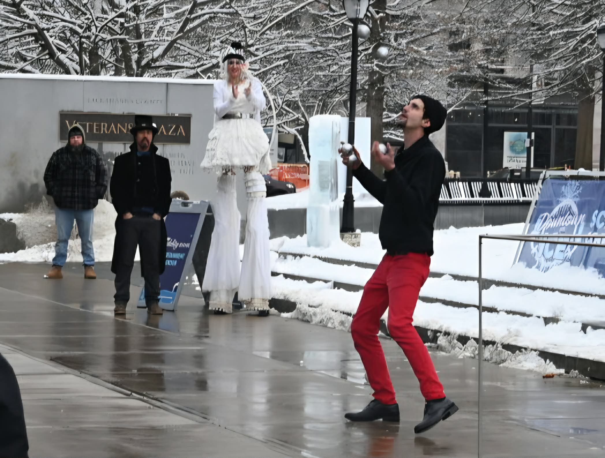 A juggler entertains the crowd at The Scranton Ice Festival...