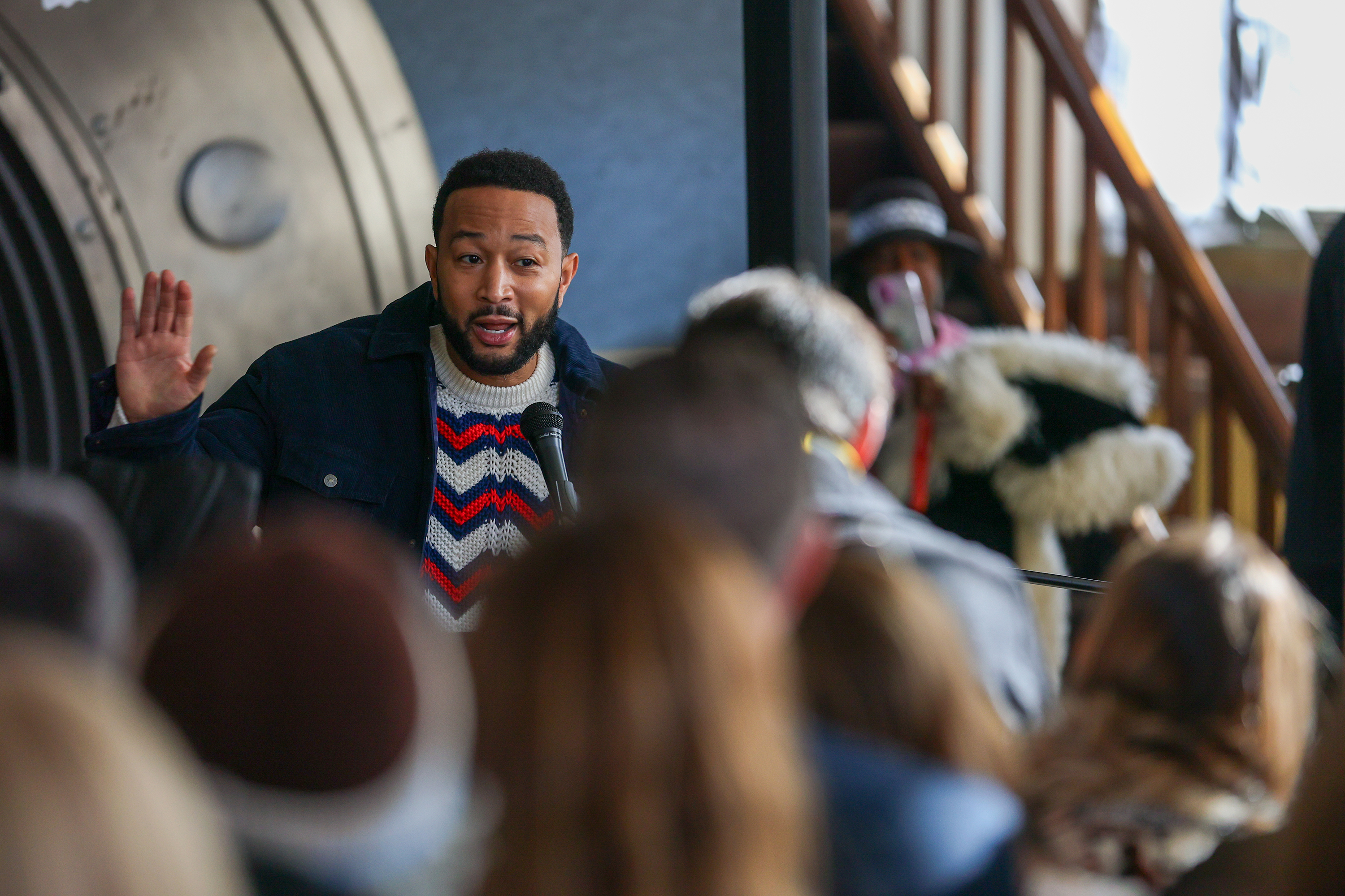 John Legend speaks at a Get Out To Vote event...