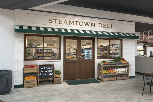 A rendering of a potential new business concept for the Scranton Public Market inside the Marketplace at Steamtown. (COURTESY CRISTIN POWERS)