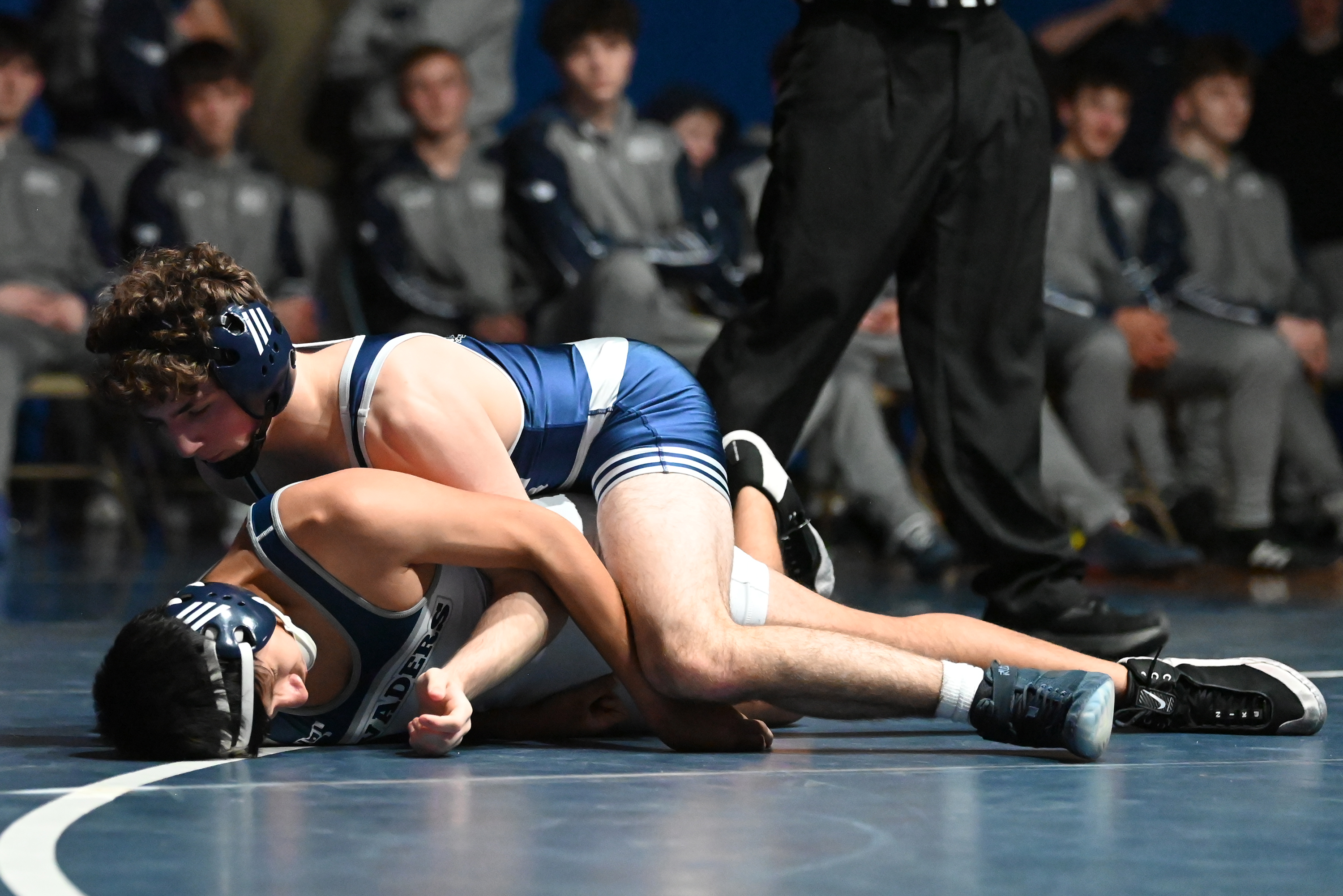 Abington Heights’ Mason Whitney, top, and West Scranton’s Hector Rios...