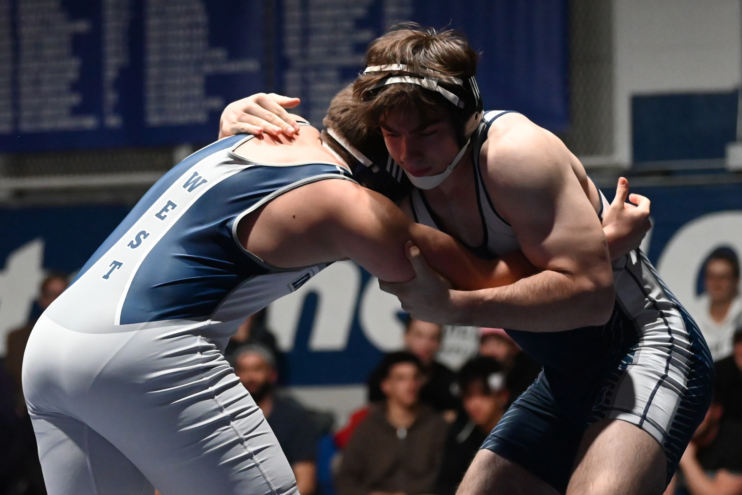 Abington Heights’ Frank Scialpi, right, and West Scranton’s Max Turi...